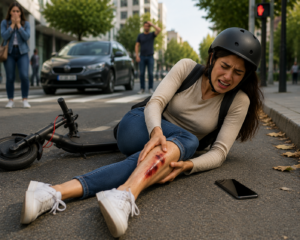 Lesión en pierna tras accidente de scooter eléctrico